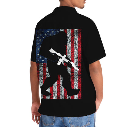 Bigfoot American Flag Patriotic Hawaiian Shirt, Funny Hawaiian Shirt, Cool Hawaiian Shirts, Best Hawaiian Shirts