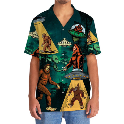 Bigfoot And Alien Alliance Hawaiian Shirt, Funny Hawaiian Shirt, Cool Hawaiian Shirts, Best Hawaiian Shirts