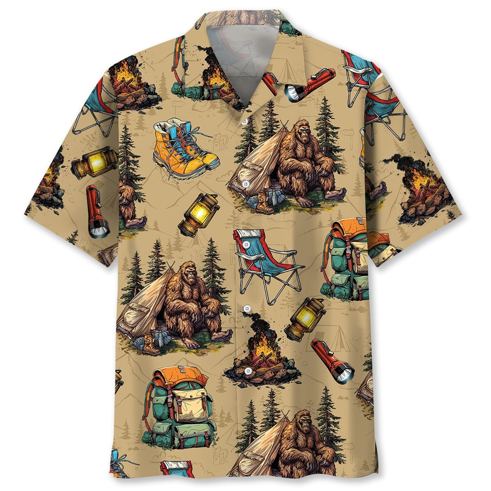 Bigfoot Camping Vintage Hawaiian Shirt, Funny Hawaiian Shirt, Cool Hawaiian Shirts, Best Hawaiian Shirts