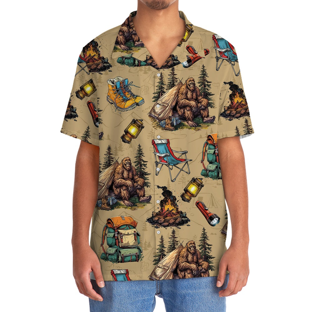 Bigfoot Camping Vintage Hawaiian Shirt, Funny Hawaiian Shirt, Cool Hawaiian Shirts, Best Hawaiian Shirts