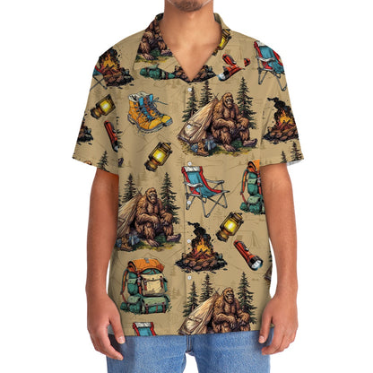 Bigfoot Camping Vintage Hawaiian Shirt, Funny Hawaiian Shirt, Cool Hawaiian Shirts, Best Hawaiian Shirts