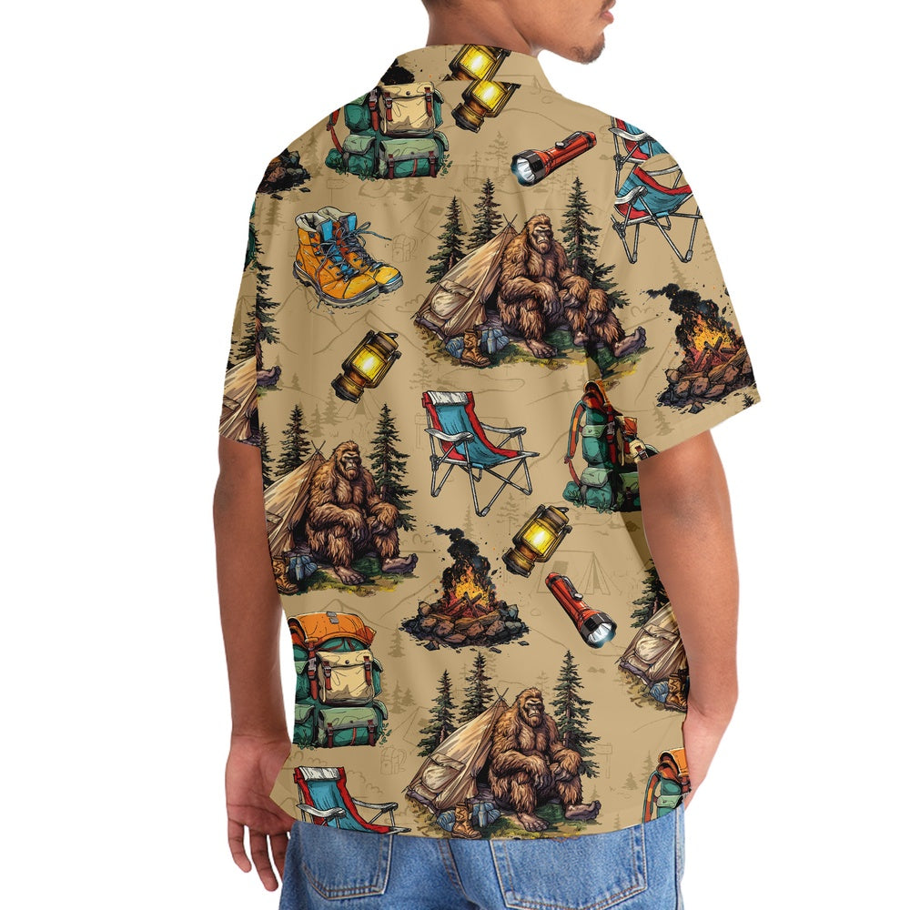 Bigfoot Camping Vintage Hawaiian Shirt, Funny Hawaiian Shirt, Cool Hawaiian Shirts, Best Hawaiian Shirts