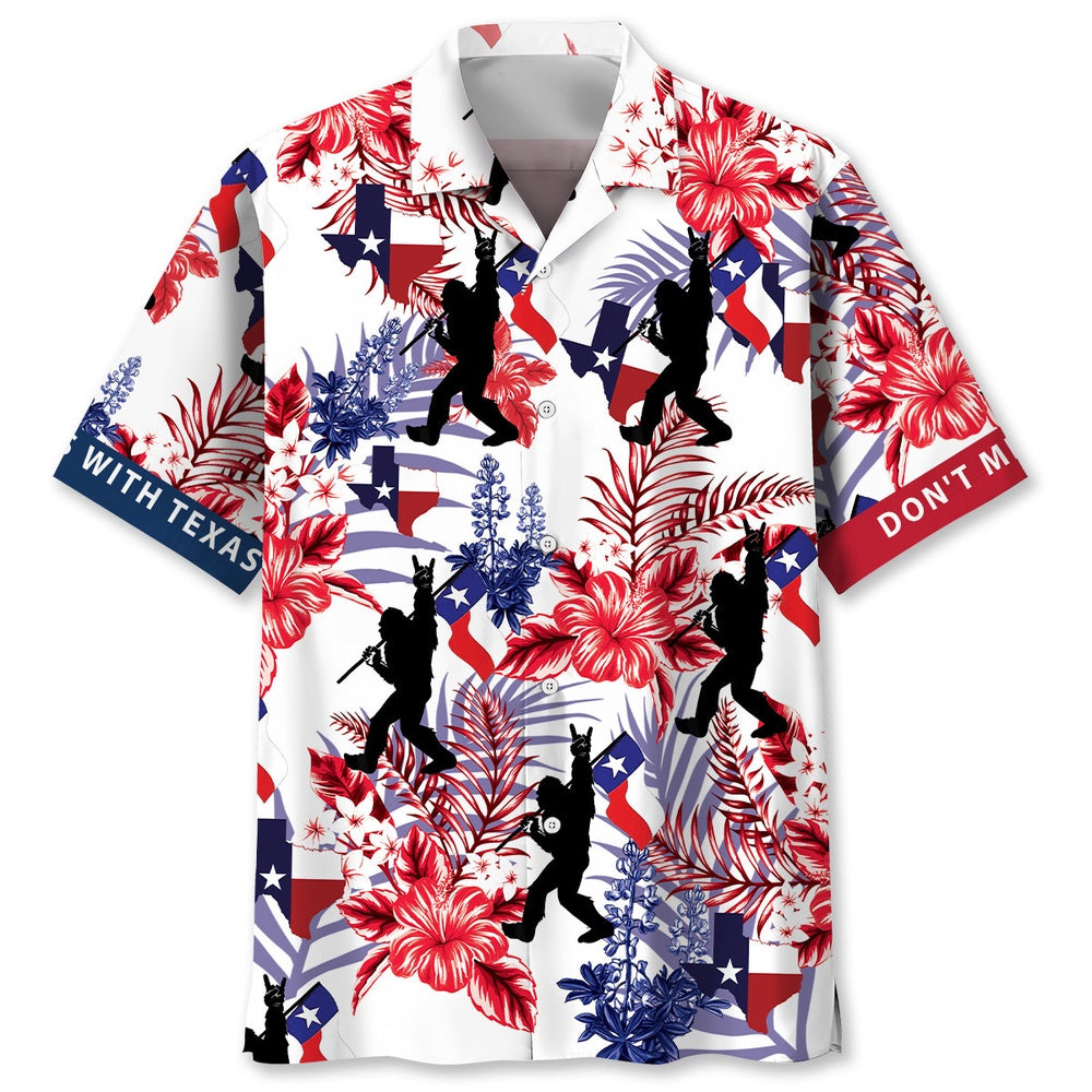 Bigfoot Don'T Mess With Texas Hawaiian Shirt, Funny Hawaiian Shirt, Cool Hawaiian Shirts, Best Hawaiian Shirts