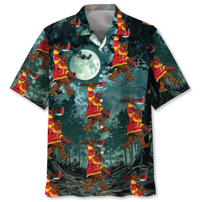 Bigfoot Firefighter Keep The Night Safe Hawaiian Shirt, Funny Hawaiian Shirt, Cool Hawaiian Shirts, Best Hawaiian Shirts