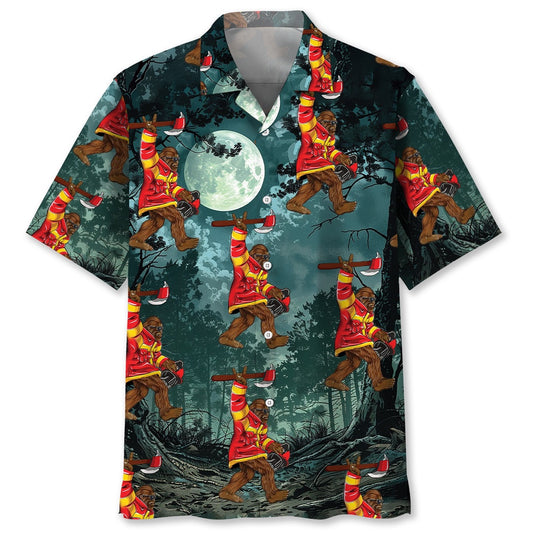 Bigfoot Firefighter Keep The Night Safe Hawaiian Shirt, Funny Hawaiian Shirt, Cool Hawaiian Shirts, Best Hawaiian Shirts
