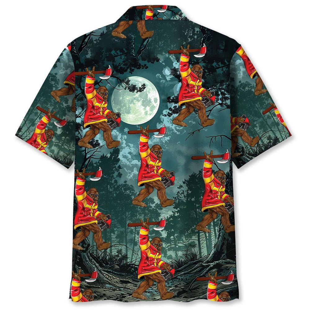 Bigfoot Firefighter Keep The Night Safe Hawaiian Shirt, Funny Hawaiian Shirt, Cool Hawaiian Shirts, Best Hawaiian Shirts