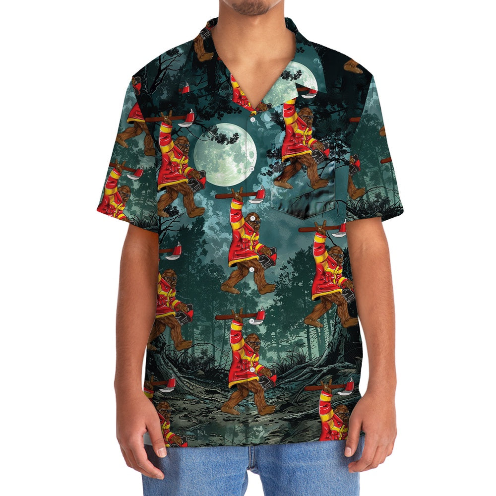 Bigfoot Firefighter Keep The Night Safe Hawaiian Shirt, Funny Hawaiian Shirt, Cool Hawaiian Shirts, Best Hawaiian Shirts