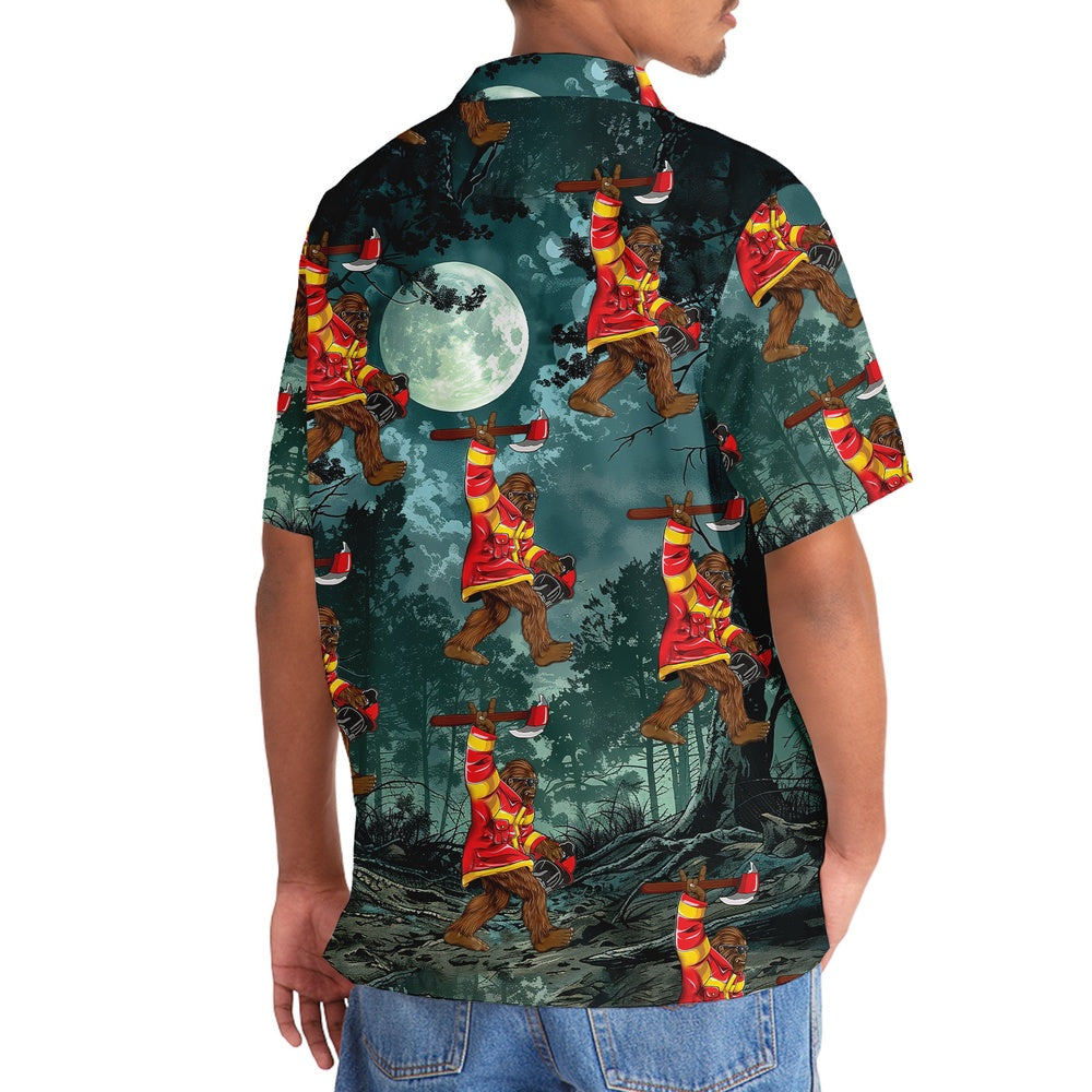 Bigfoot Firefighter Keep The Night Safe Hawaiian Shirt, Funny Hawaiian Shirt, Cool Hawaiian Shirts, Best Hawaiian Shirts