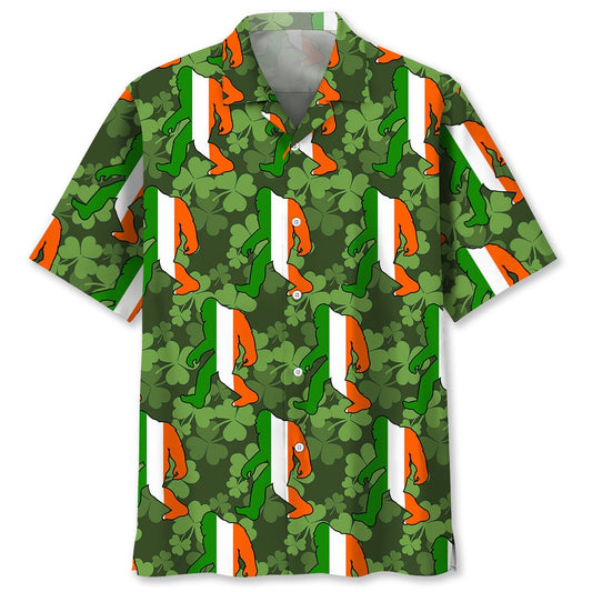 Bigfoot Green Irish St Patrick Day Hawaiian Shirt, Funny Hawaiian Shirt, Cool Hawaiian Shirts, Best Hawaiian Shirts