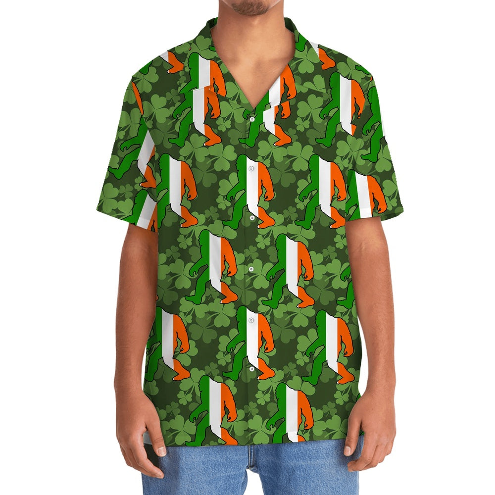 Bigfoot Green Irish St Patrick Day Hawaiian Shirt, Funny Hawaiian Shirt, Cool Hawaiian Shirts, Best Hawaiian Shirts