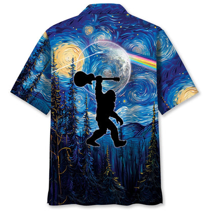 Bigfoot Guitar Starry Night Hawaiian Shirt, Funny Hawaiian Shirt, Cool Hawaiian Shirts, Best Hawaiian Shirts