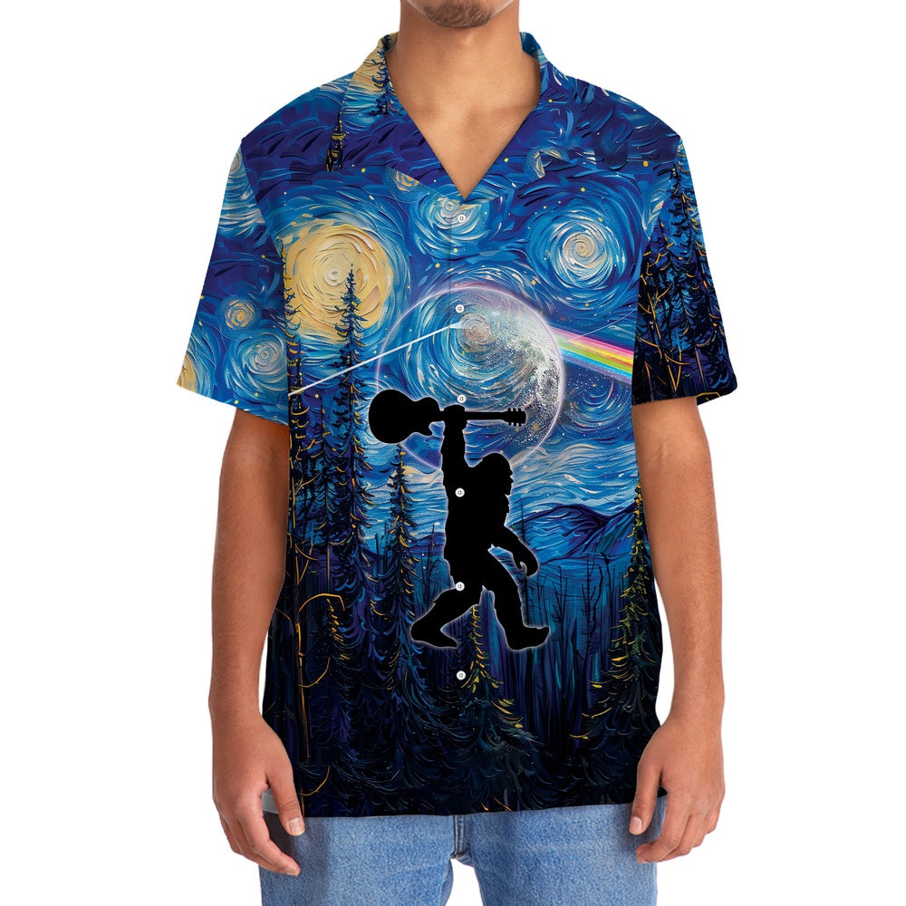 Bigfoot Guitar Starry Night Hawaiian Shirt, Funny Hawaiian Shirt, Cool Hawaiian Shirts, Best Hawaiian Shirts