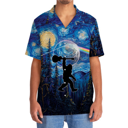 Bigfoot Guitar Starry Night Hawaiian Shirt, Funny Hawaiian Shirt, Cool Hawaiian Shirts, Best Hawaiian Shirts