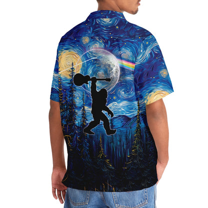 Bigfoot Guitar Starry Night Hawaiian Shirt, Funny Hawaiian Shirt, Cool Hawaiian Shirts, Best Hawaiian Shirts