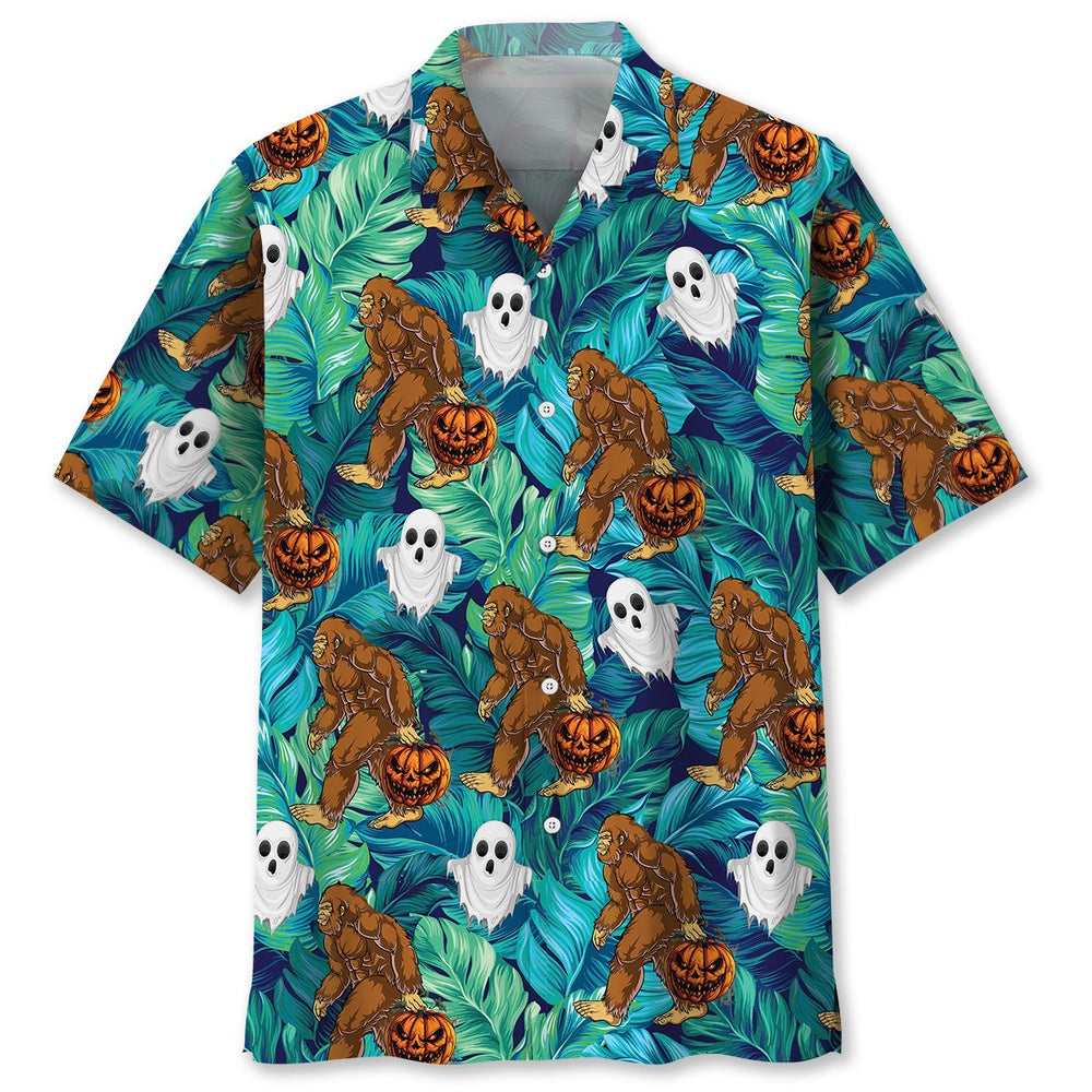 Bigfoot Halloween Hawaiian Shirt, Funny Hawaiian Shirt, Cool Hawaiian Shirts, Best Hawaiian Shirts