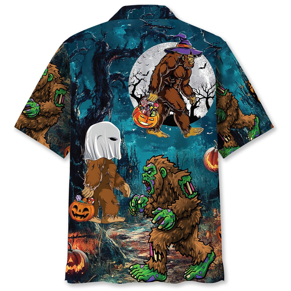 Bigfoot Halloween Night Hawaiian Shirt, Funny Hawaiian Shirt, Cool Hawaiian Shirts, Best Hawaiian Shirts