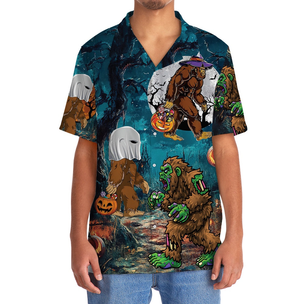 Bigfoot Halloween Night Hawaiian Shirt, Funny Hawaiian Shirt, Cool Hawaiian Shirts, Best Hawaiian Shirts