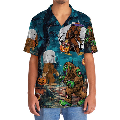 Bigfoot Halloween Night Hawaiian Shirt, Funny Hawaiian Shirt, Cool Hawaiian Shirts, Best Hawaiian Shirts
