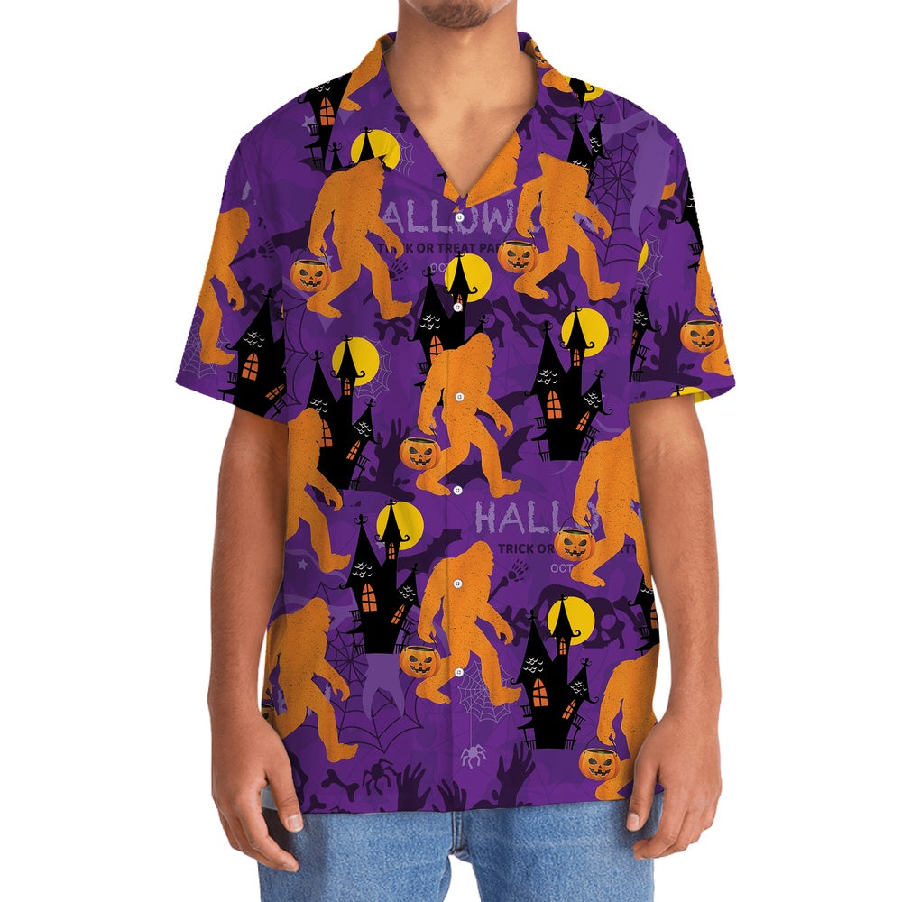 Bigfoot Happy Halloween Hawaiian Shirt, Funny Hawaiian Shirt, Cool Hawaiian Shirts, Best Hawaiian Shirts