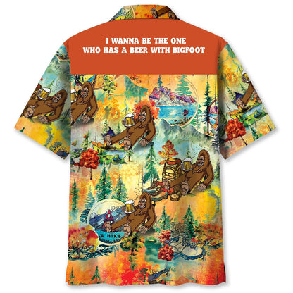 Bigfoot Hiking Funny Hawaiian Shirt, Funny Hawaiian Shirt, Cool Hawaiian Shirts, Best Hawaiian Shirts