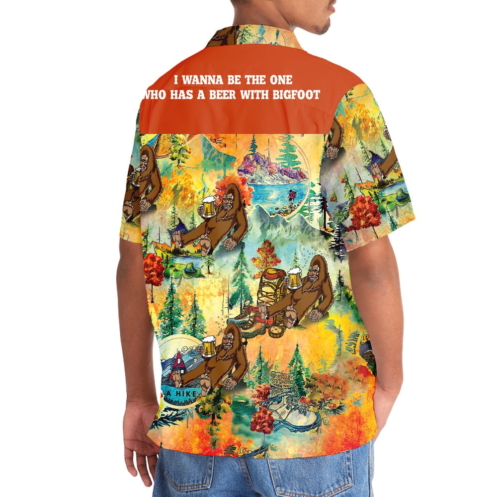 Bigfoot Hiking Funny Hawaiian Shirt, Funny Hawaiian Shirt, Cool Hawaiian Shirts, Best Hawaiian Shirts