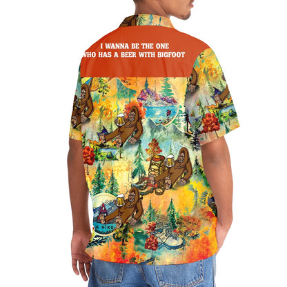Bigfoot Hiking Funny Hawaiian Shirt, Funny Hawaiian Shirt, Cool Hawaiian Shirts, Best Hawaiian Shirts