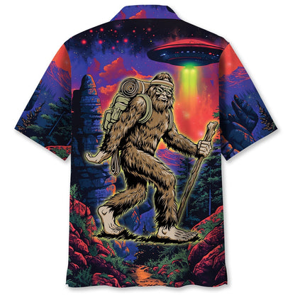 Bigfoot Hiking Night Hawaiian Shirt, Funny Hawaiian Shirt, Cool Hawaiian Shirts, Best Hawaiian Shirts