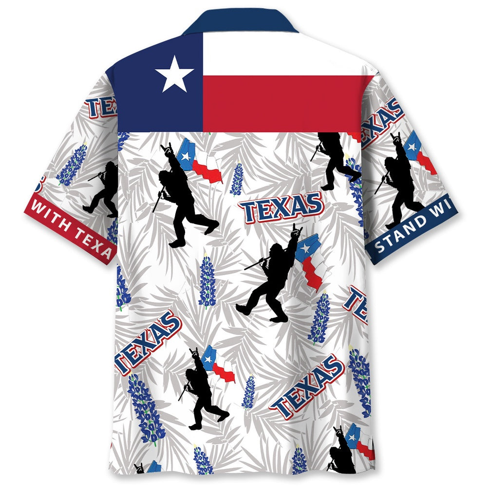 Bigfoot I Stand With Texas Hawaiian Shirt, Funny Hawaiian Shirt, Cool Hawaiian Shirts, Best Hawaiian Shirts