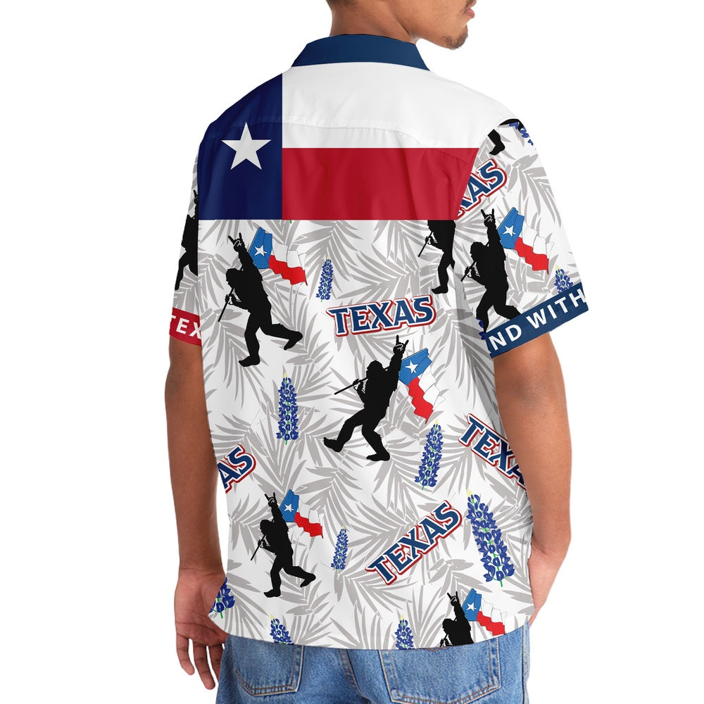 Bigfoot I Stand With Texas Hawaiian Shirt, Funny Hawaiian Shirt, Cool Hawaiian Shirts, Best Hawaiian Shirts