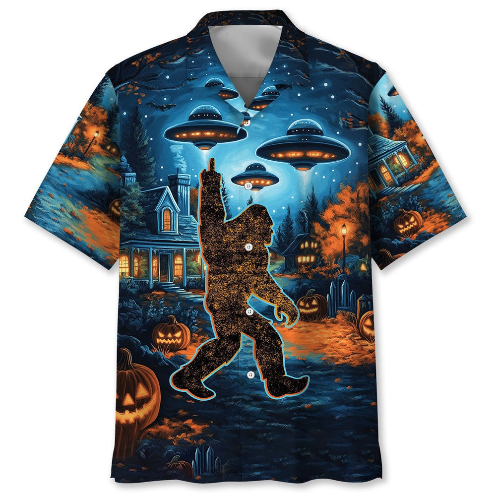 Bigfoot In A Horror Night Hawaiian Shirt, Funny Hawaiian Shirt, Cool Hawaiian Shirts, Best Hawaiian Shirts