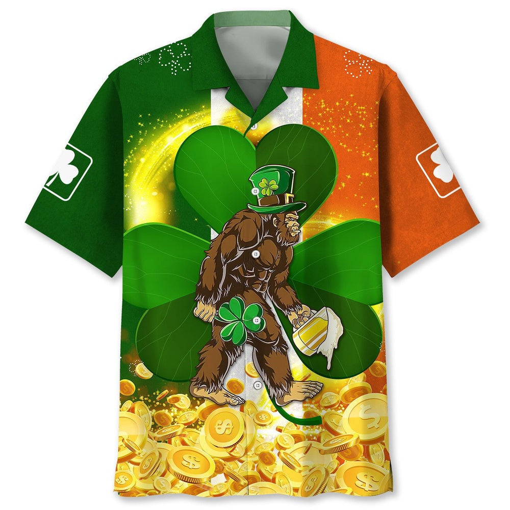 Bigfoot Irish St Patrick Day Hawaiian Shirt, Funny Hawaiian Shirt, Cool Hawaiian Shirts, Best Hawaiian Shirts