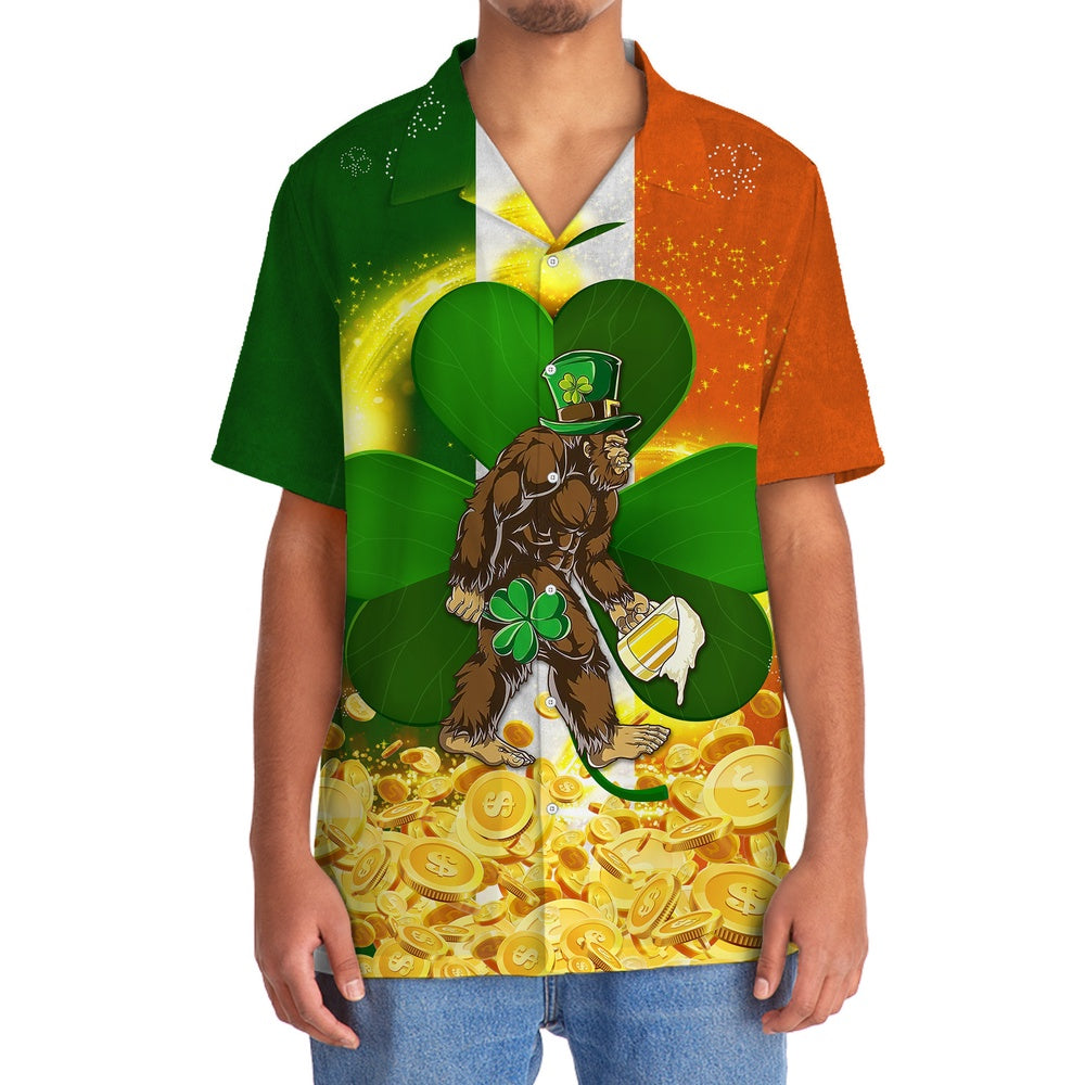 Bigfoot Irish St Patrick Day Hawaiian Shirt, Funny Hawaiian Shirt, Cool Hawaiian Shirts, Best Hawaiian Shirts