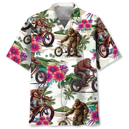 Bigfoot Mountain Bike Summer Hawaiian Shirt, Funny Hawaiian Shirt, Cool Hawaiian Shirts, Best Hawaiian Shirts