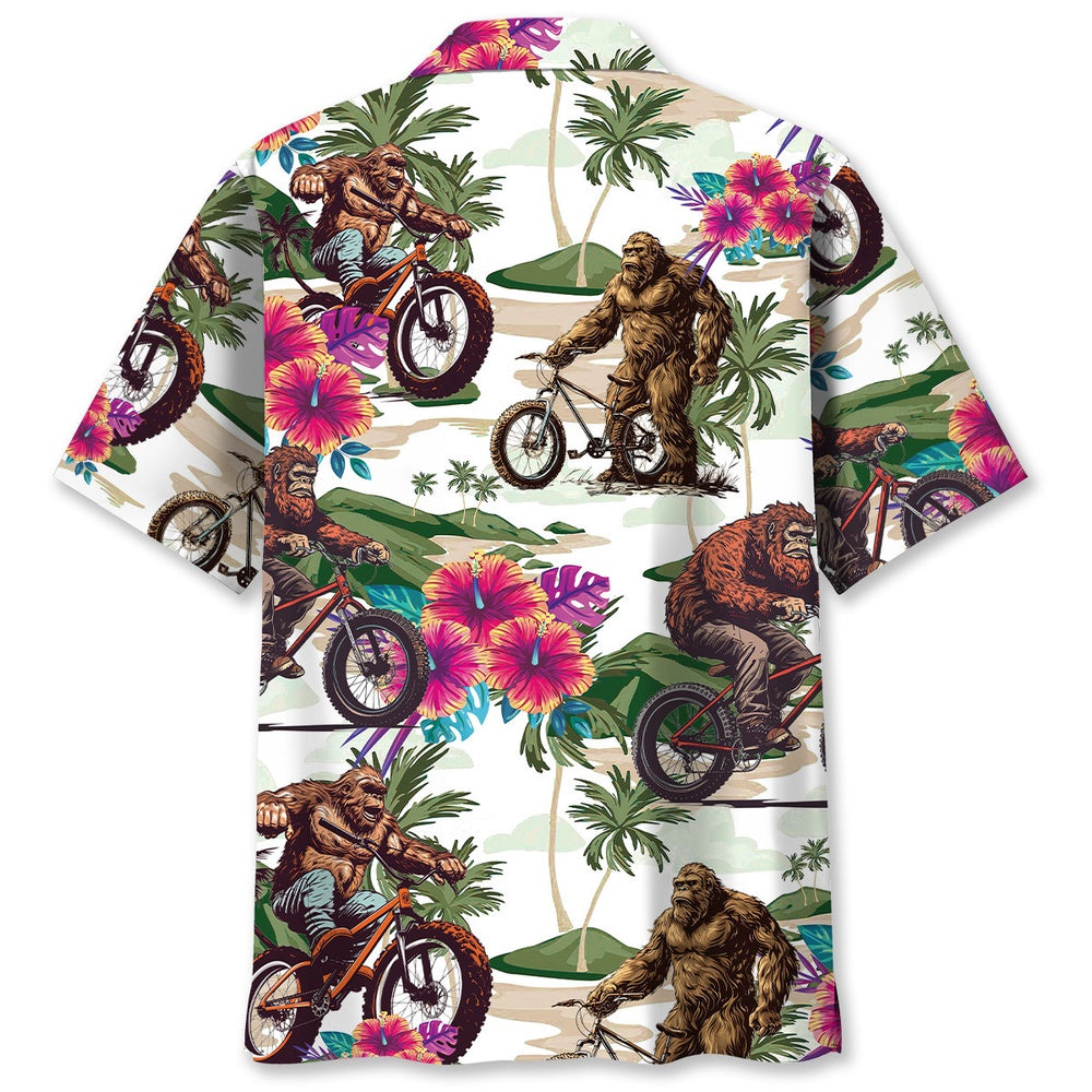 Bigfoot Mountain Bike Summer Hawaiian Shirt, Funny Hawaiian Shirt, Cool Hawaiian Shirts, Best Hawaiian Shirts
