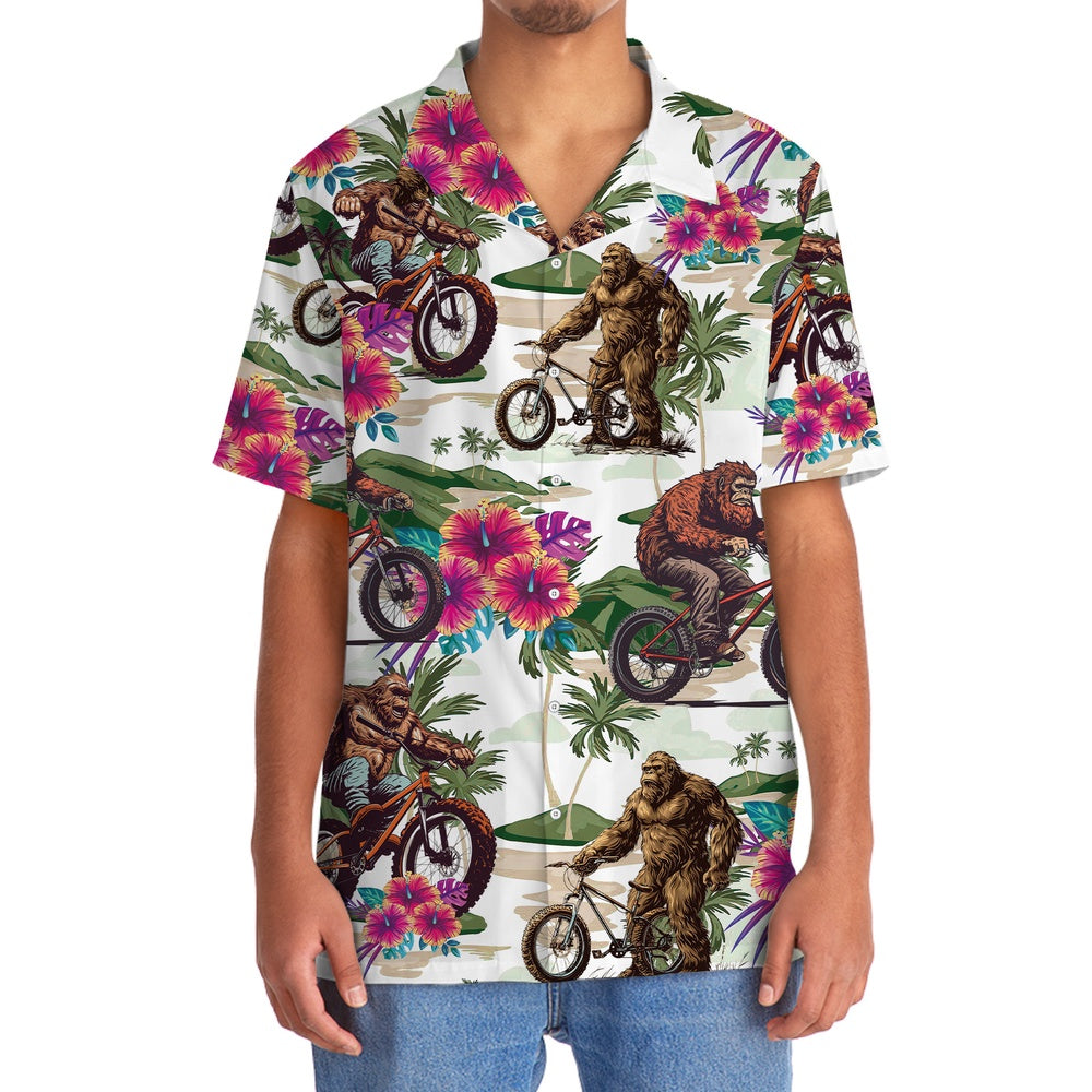Bigfoot Mountain Bike Summer Hawaiian Shirt, Funny Hawaiian Shirt, Cool Hawaiian Shirts, Best Hawaiian Shirts