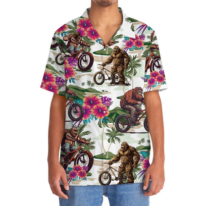 Bigfoot Mountain Bike Summer Hawaiian Shirt, Funny Hawaiian Shirt, Cool Hawaiian Shirts, Best Hawaiian Shirts