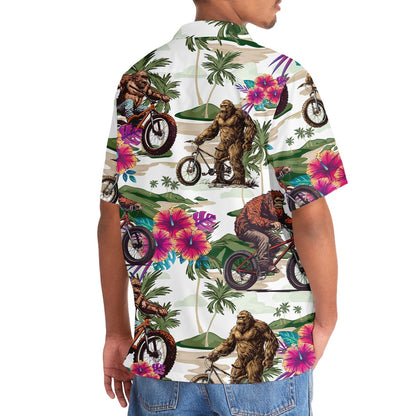Bigfoot Mountain Bike Summer Hawaiian Shirt, Funny Hawaiian Shirt, Cool Hawaiian Shirts, Best Hawaiian Shirts