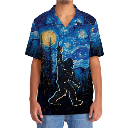 Bigfoot Mystery Starry Night Hawaiian Shirt, Funny Hawaiian Shirt, Cool Hawaiian Shirts, Best Hawaiian Shirts