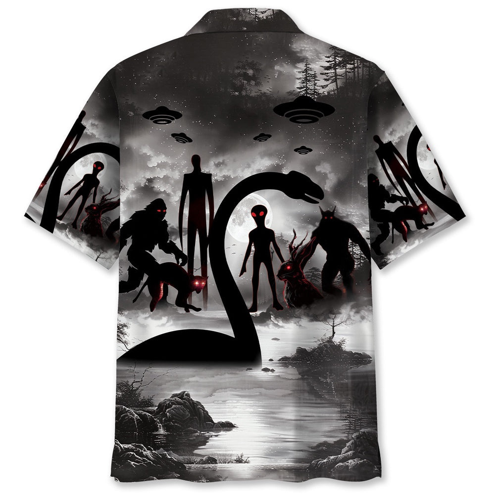 Bigfoot Nessie Alien Mythical Monster Hawaiian Shirt, Funny Hawaiian Shirt, Cool Hawaiian Shirts, Best Hawaiian Shirts