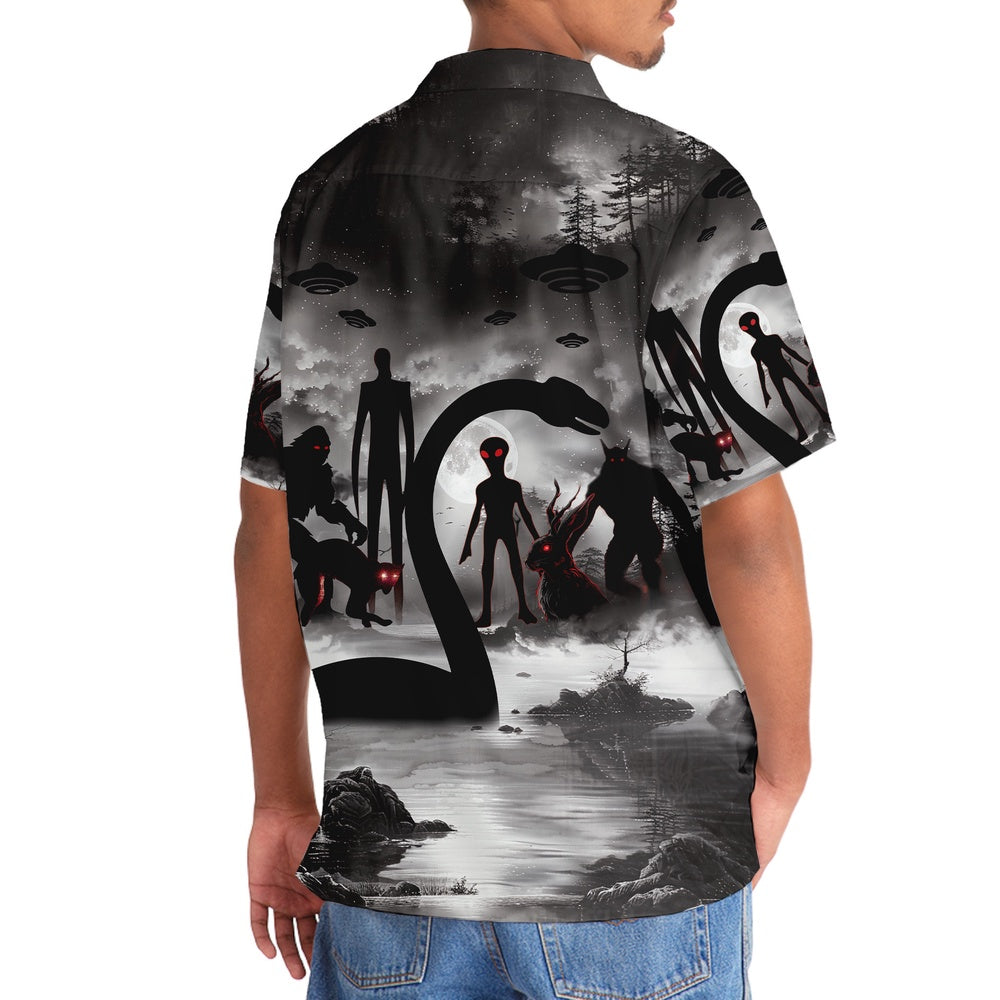 Bigfoot Nessie Alien Mythical Monster Hawaiian Shirt, Funny Hawaiian Shirt, Cool Hawaiian Shirts, Best Hawaiian Shirts