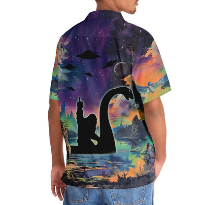 Bigfoot Nessie Night Hawaiian Shirt, Funny Hawaiian Shirt, Cool Hawaiian Shirts, Best Hawaiian Shirts