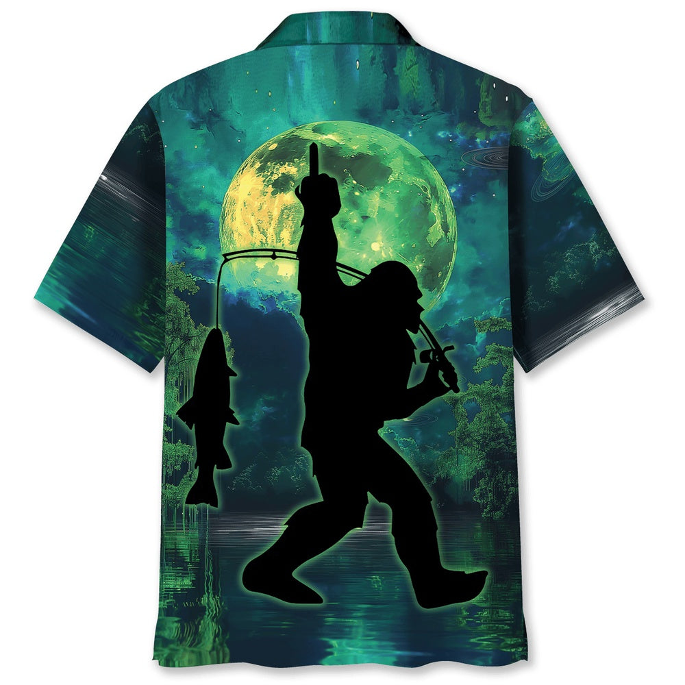 Bigfoot Night Fishing Hawaiian Shirt, Funny Hawaiian Shirt, Cool Hawaiian Shirts, Best Hawaiian Shirts