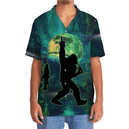 Bigfoot Night Fishing Hawaiian Shirt, Funny Hawaiian Shirt, Cool Hawaiian Shirts, Best Hawaiian Shirts