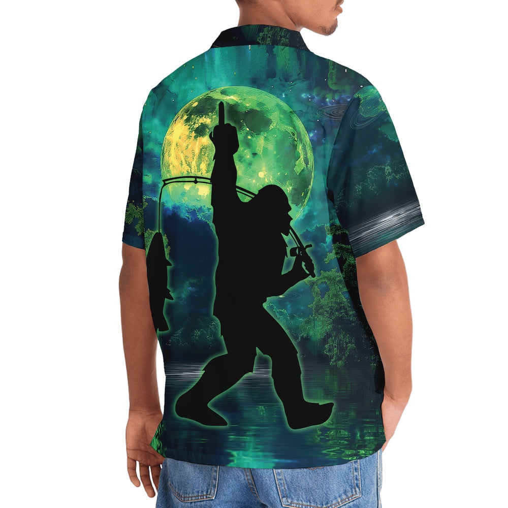 Bigfoot Night Fishing Hawaiian Shirt, Funny Hawaiian Shirt, Cool Hawaiian Shirts, Best Hawaiian Shirts