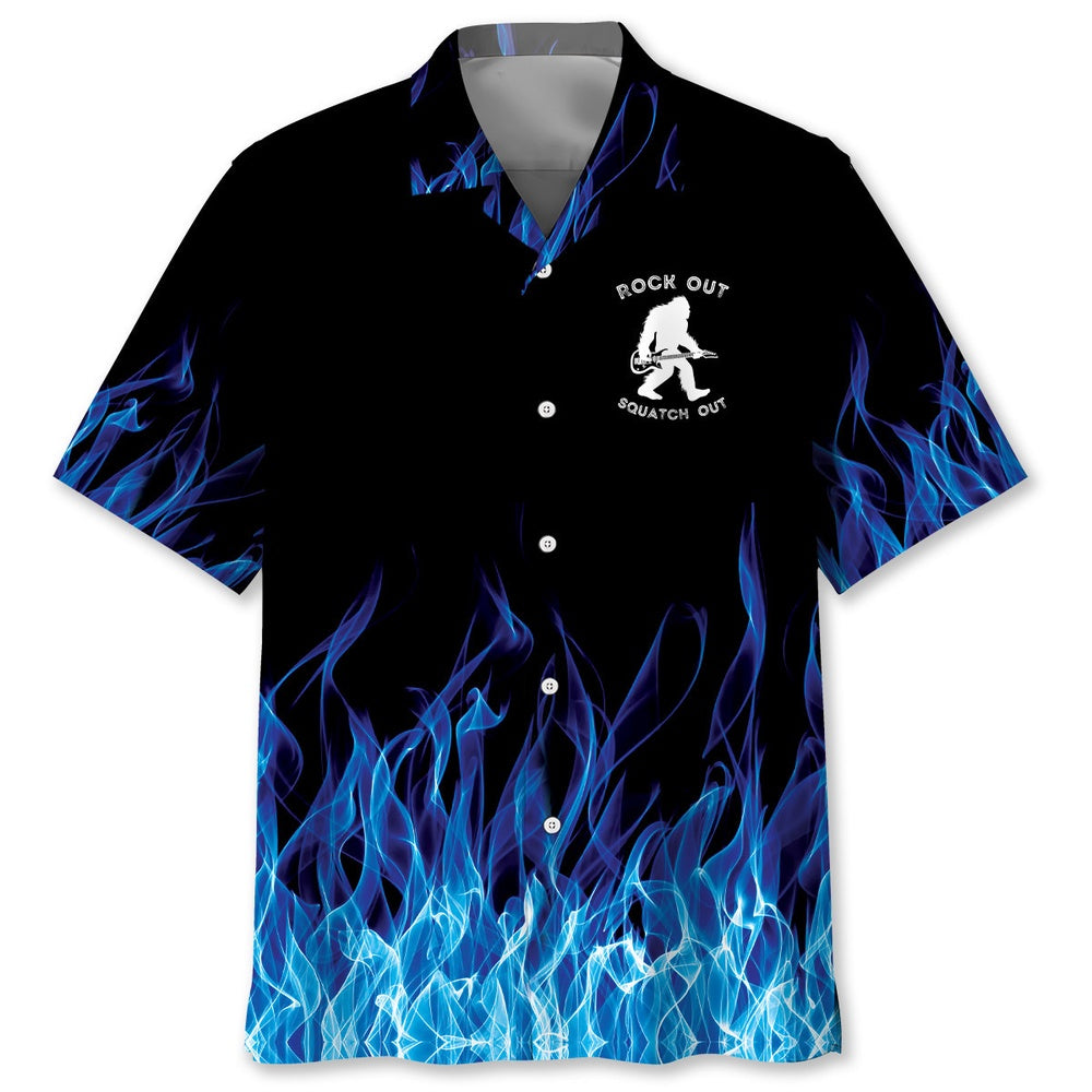 Bigfoot Playing A Guitar Rock On Sasquatch Hawaiian Shirt, Funny Hawaiian Shirt, Cool Hawaiian Shirts, Best Hawaiian Shirts