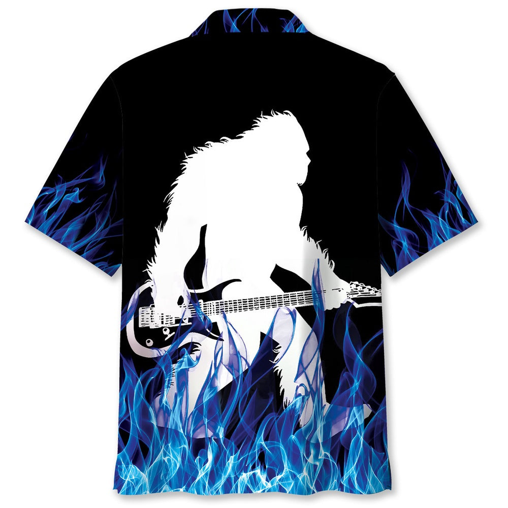 Bigfoot Playing A Guitar Rock On Sasquatch Hawaiian Shirt, Funny Hawaiian Shirt, Cool Hawaiian Shirts, Best Hawaiian Shirts