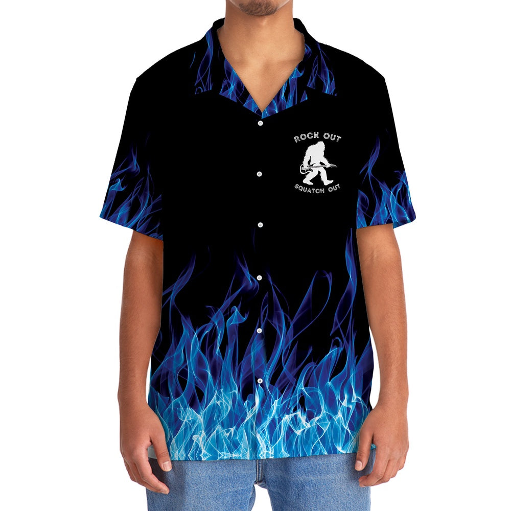 Bigfoot Playing A Guitar Rock On Sasquatch Hawaiian Shirt, Funny Hawaiian Shirt, Cool Hawaiian Shirts, Best Hawaiian Shirts