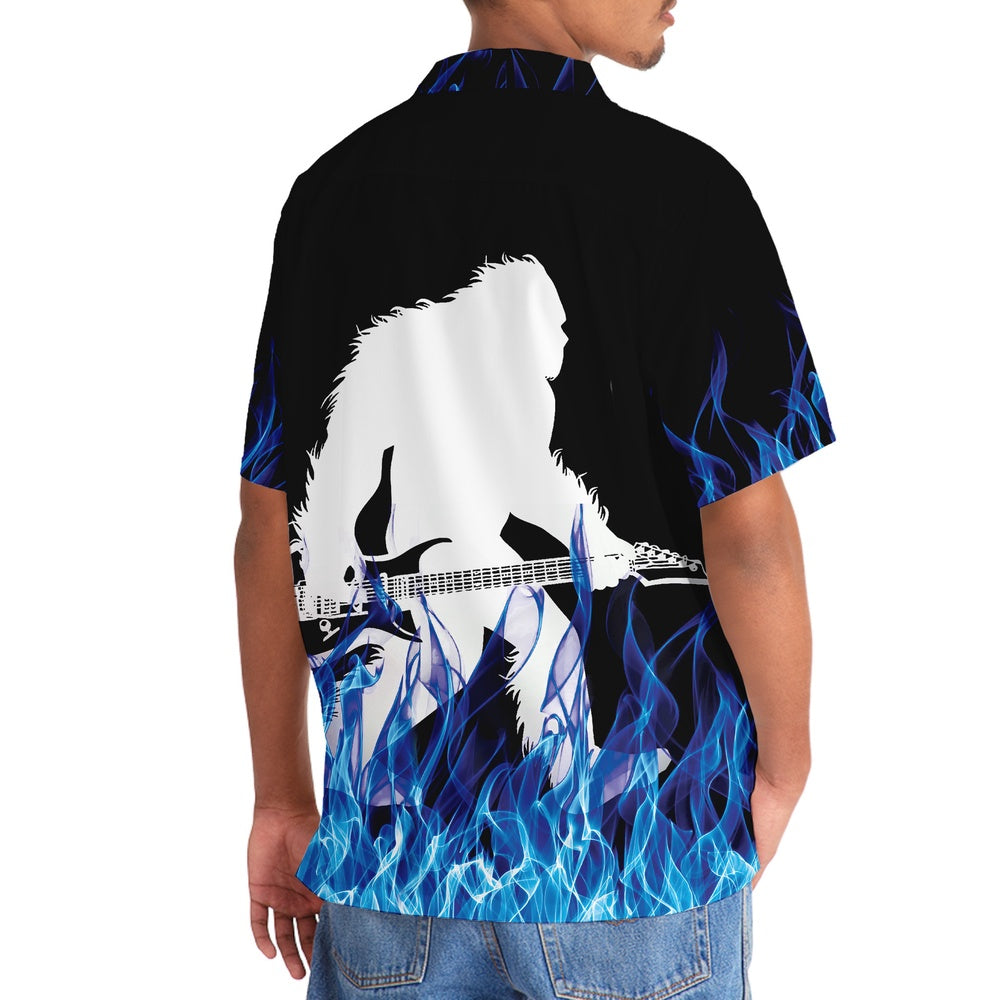 Bigfoot Playing A Guitar Rock On Sasquatch Hawaiian Shirt, Funny Hawaiian Shirt, Cool Hawaiian Shirts, Best Hawaiian Shirts