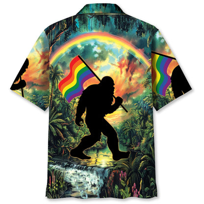 Bigfoot Pride Flag Hawaiian Shirt, Funny Hawaiian Shirt, Cool Hawaiian Shirts, Best Hawaiian Shirts