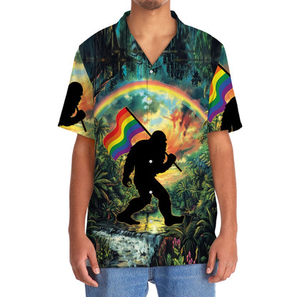 Bigfoot Pride Flag Hawaiian Shirt, Funny Hawaiian Shirt, Cool Hawaiian Shirts, Best Hawaiian Shirts